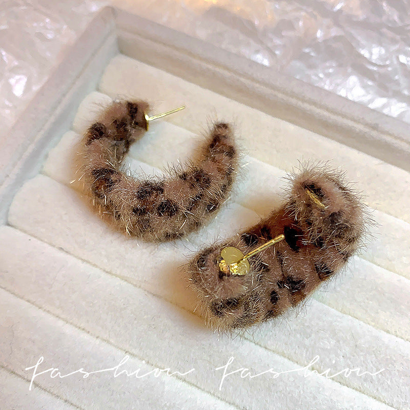 Wholesale 925 silver needle flocking plush earrings literary exaggerated earrings