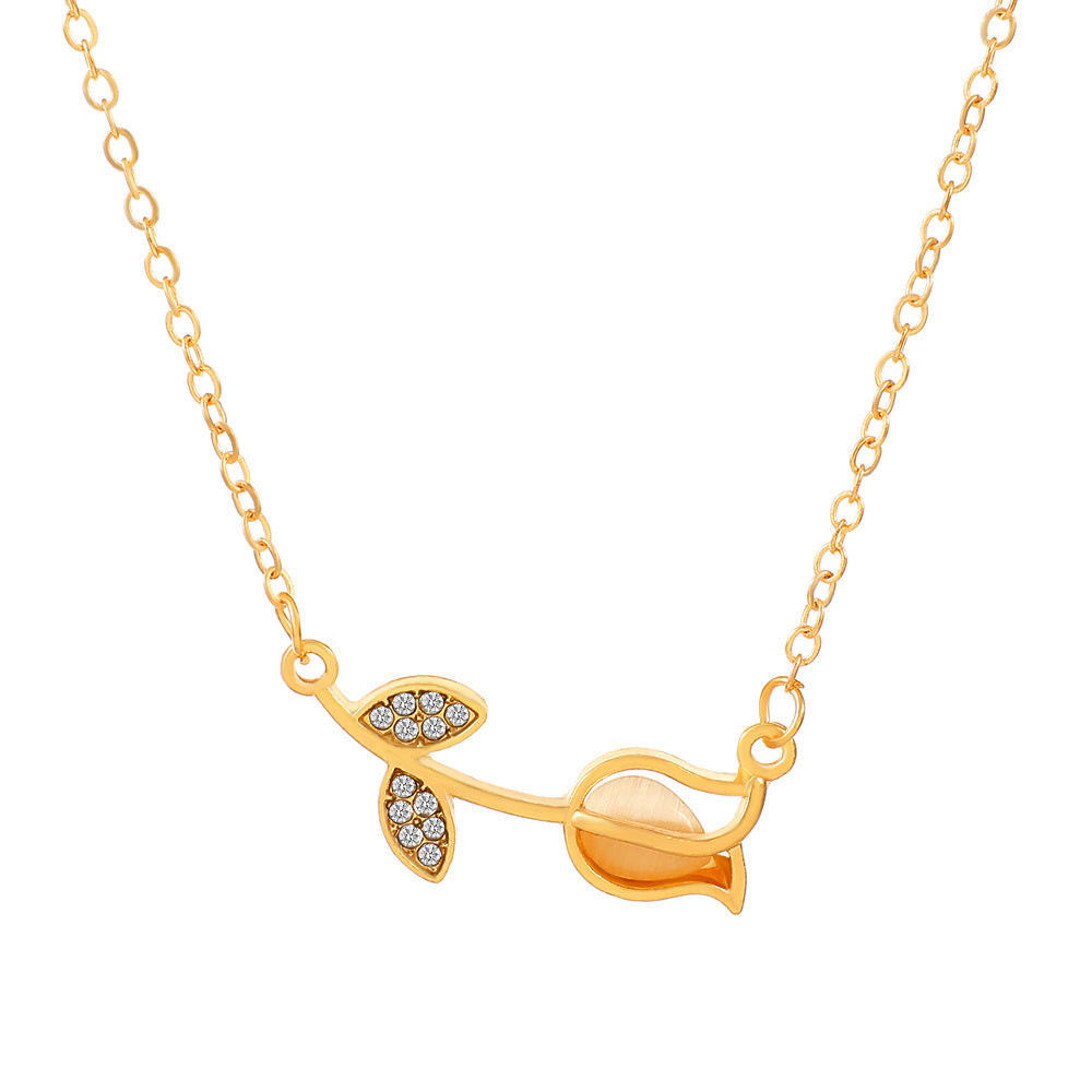 Wholesale Love Rose Necklace  Flower Heart-shaped Clavicle Chain