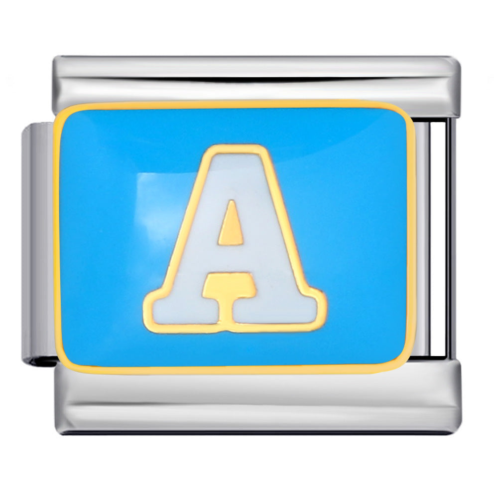 Wholesale 10pcs Italian Charm Bracelet 9mm DIY Splicing Colorful Oil-Drip Letters Stainless Steel Composable Bracelet