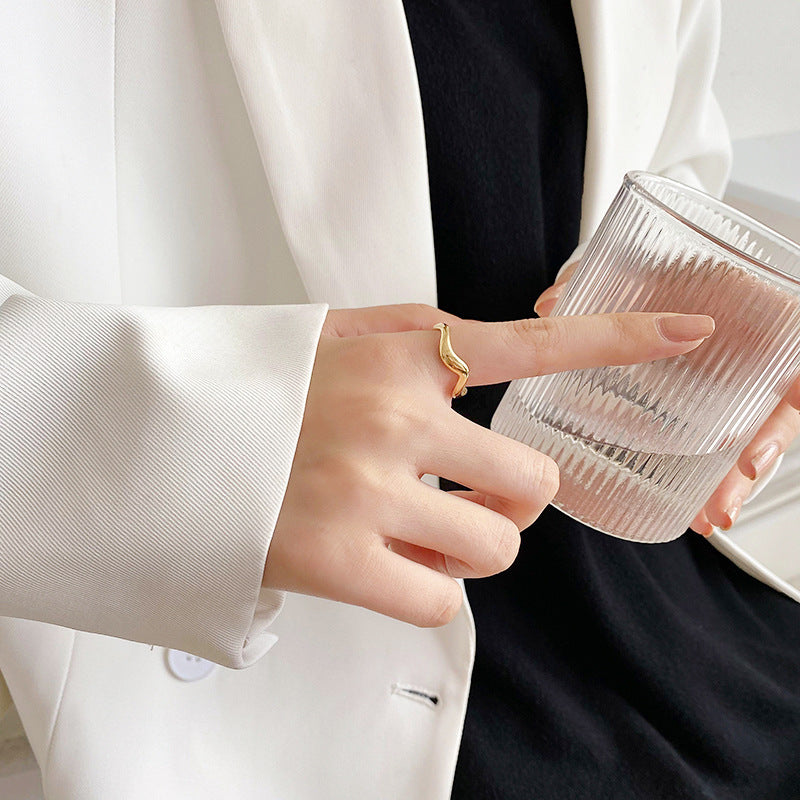 Wholesale  Irregular Fluid Lines Stainless Steel Ring