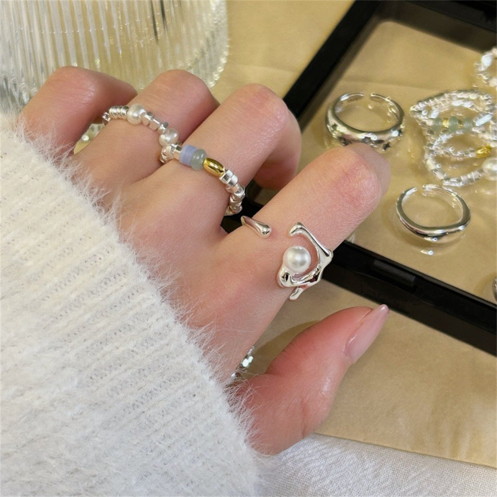 Wholesale 925 Sterling Silver Plain Ring Open Adjustment Tail Ring ACC-RS-Yues010