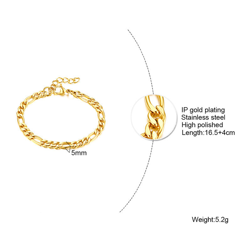 Wholesale 18K Gold Tone Stainless Steel Thin Evil Eye Chain Bracelet Minimalist Layered Design Gift Fashion Jewelry Accessory