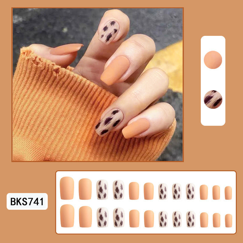 Wholesale Press on Nails Kits Frosted Cow Print Short Plastic Nail Art ACC-NS-MeiSu023