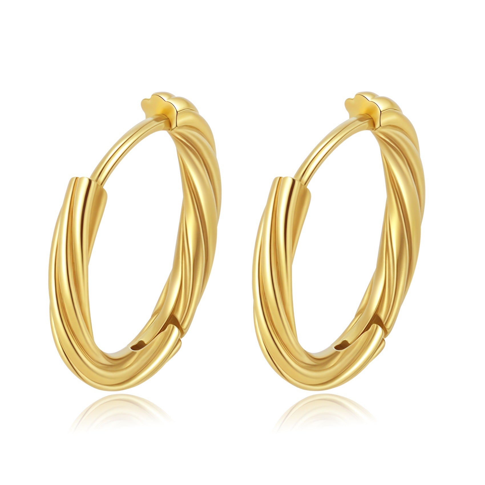 Wholesale Vintage Plum Blossom Twist Hoop  Titanium Steel  Earrings