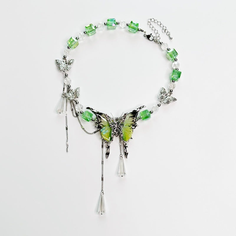Wholesale Green Crystal Butterfly Necklace