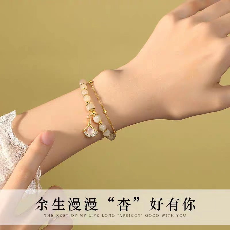 Wholesale Stylish Glass Glazed Leaf Design Bracelet for Women,  Boutique Resale Gift for Anniversary Celebration