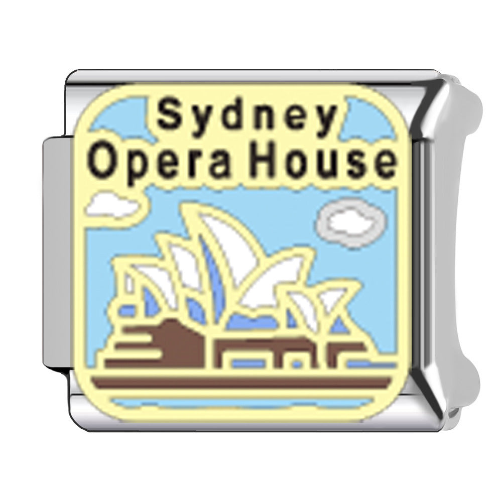 Wholesale   Italian Charm Bracelet 9mm DIY Egyptian pyramid landmark Creative Stainless Steel Composable Bracelet