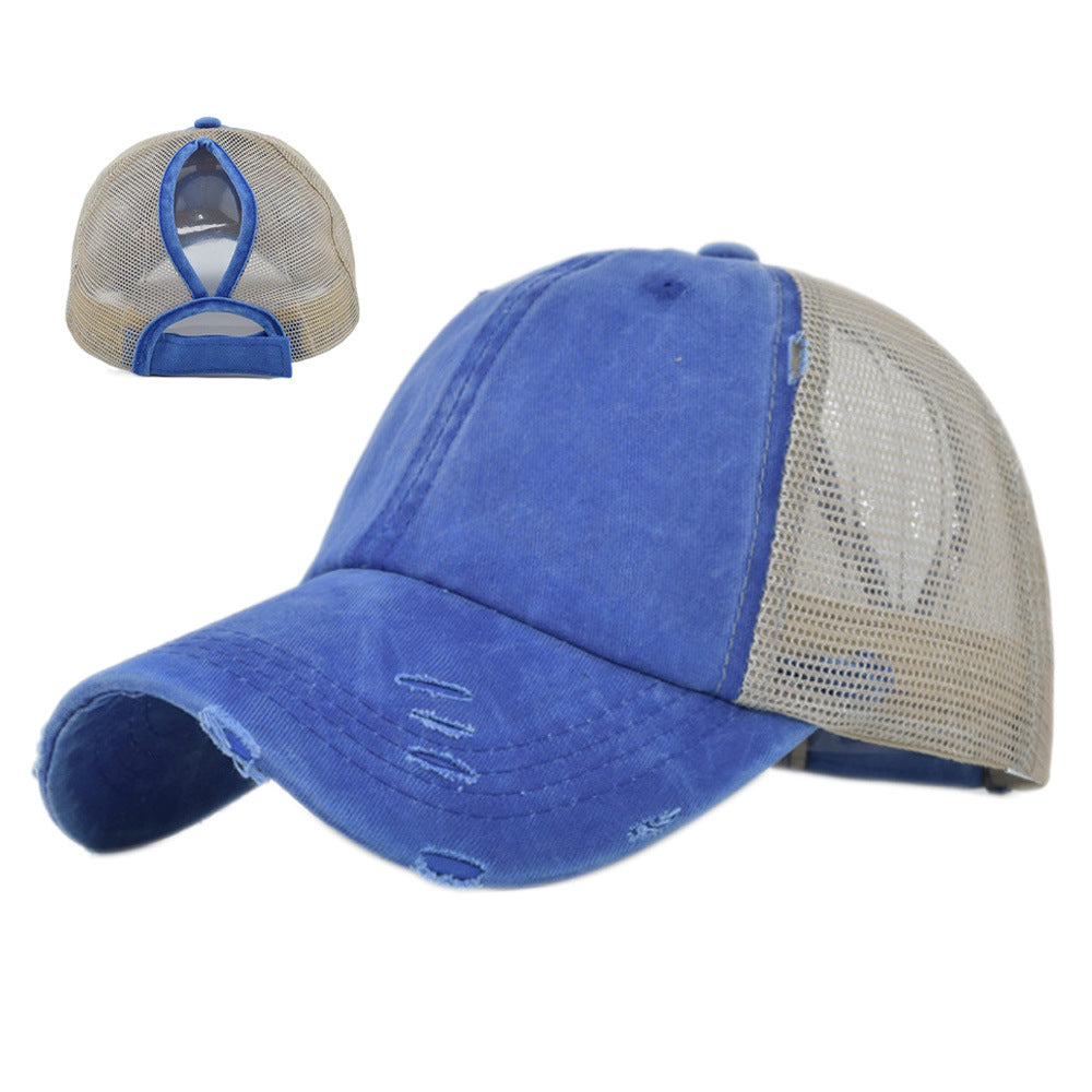 Wholesale Distressed Soft Top Vintage Ponytail Hole Baseball Cap ACC-HT-YMX014
