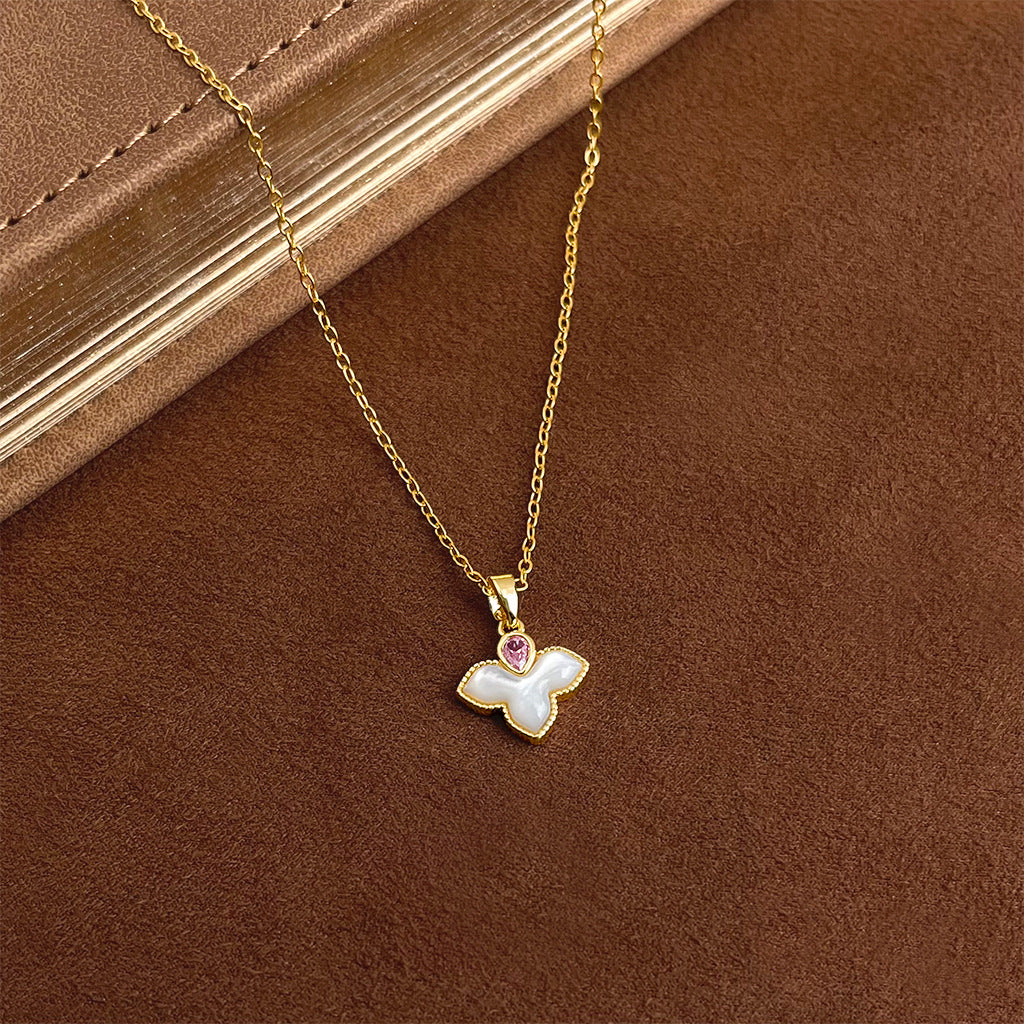 Wholesale Luxury Mother-of-Pearl Necklace for Women,  Fashionable Zirconia Clavicle Chain,  High-End Sweater Chain
