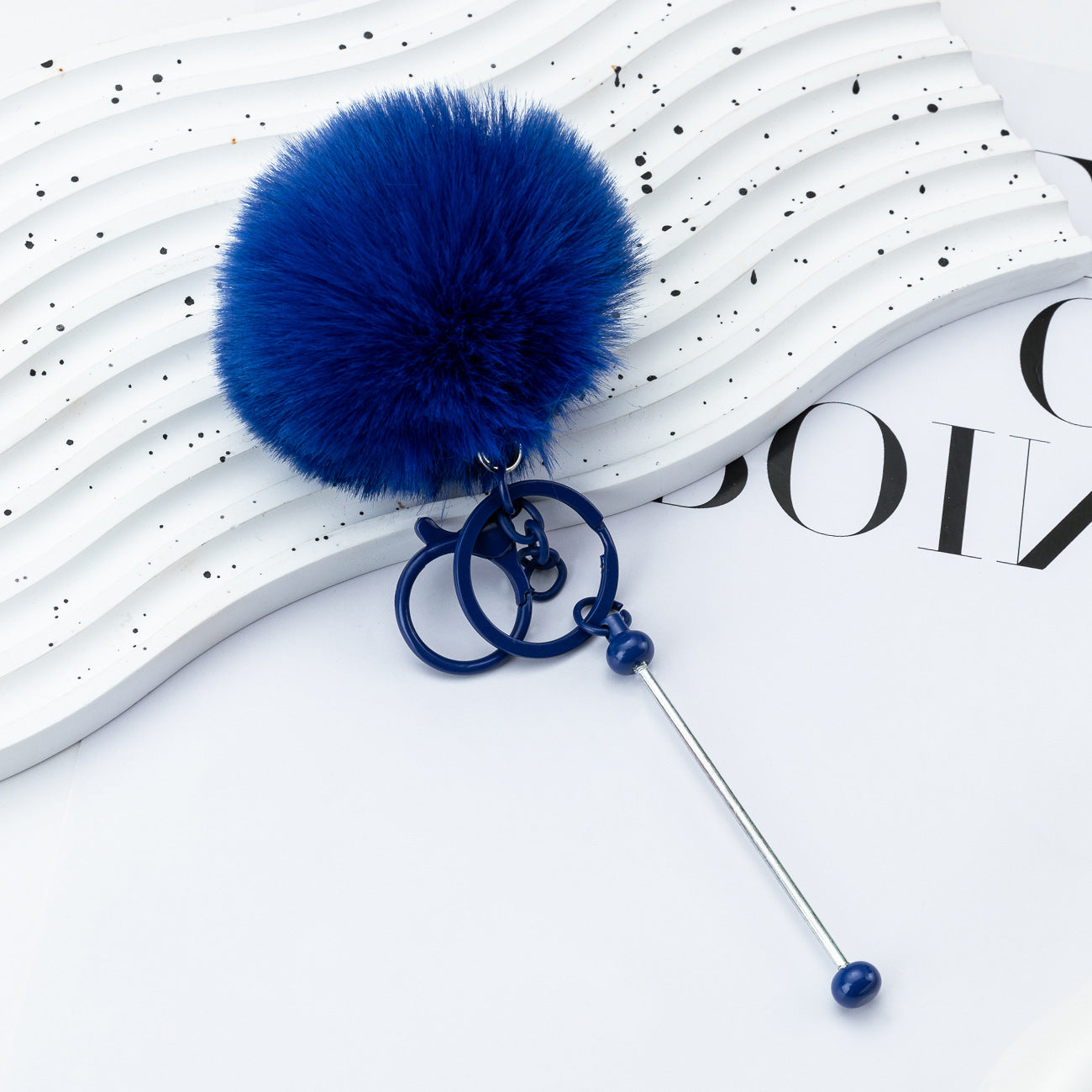 Wholesale DIY Beadable Plush Ball Keychain