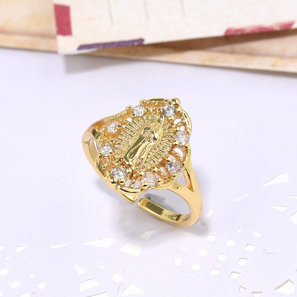 Wholesale Zircon copper plated 18k gold ring