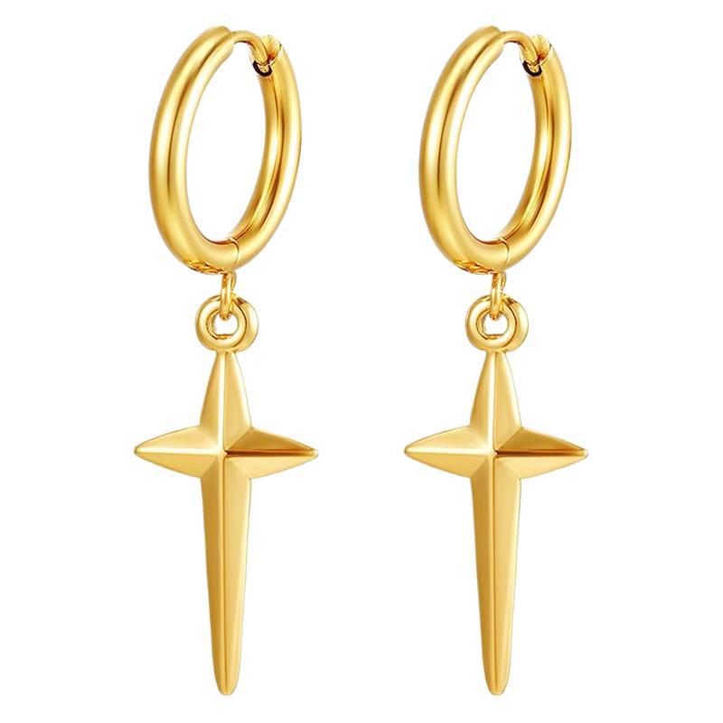 Wholesale Cross Plain Hoop Stainless steel Earrings