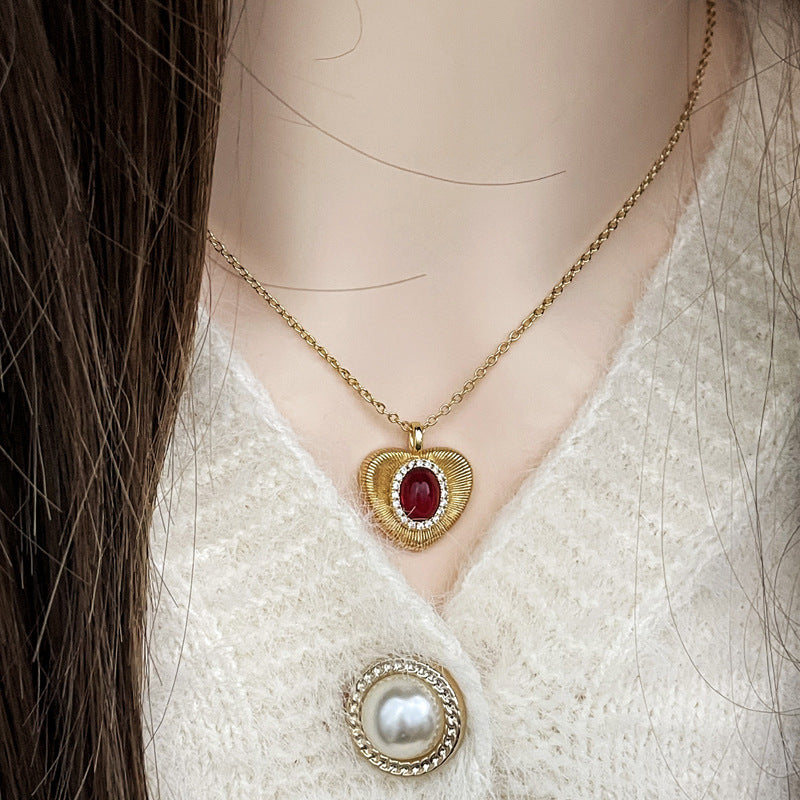 Wholesale inlaid brushed love necklace