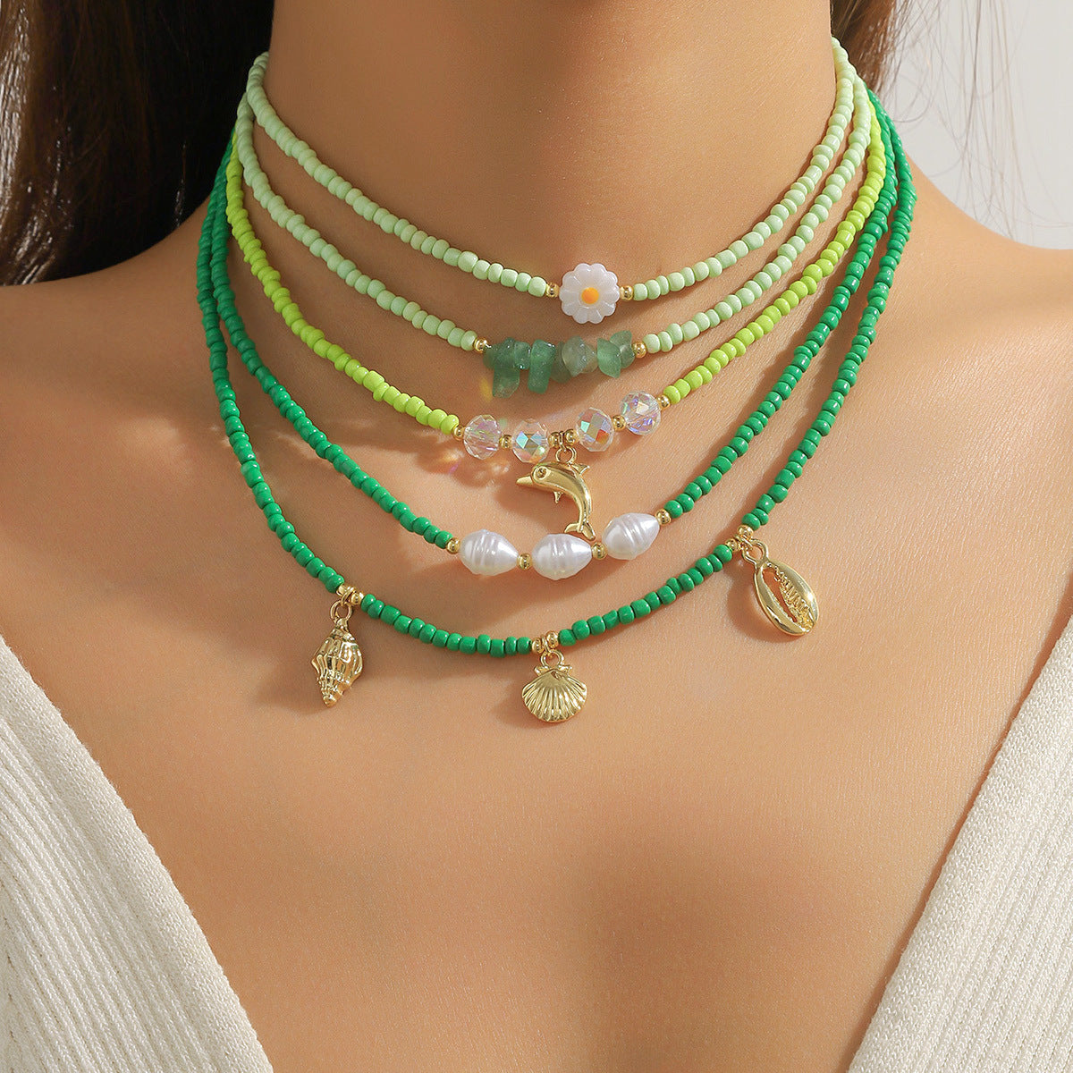 Wholesale  Beaded Necklace Cute Amethyst Natural Stone Beaded l Pearl Necklace suit