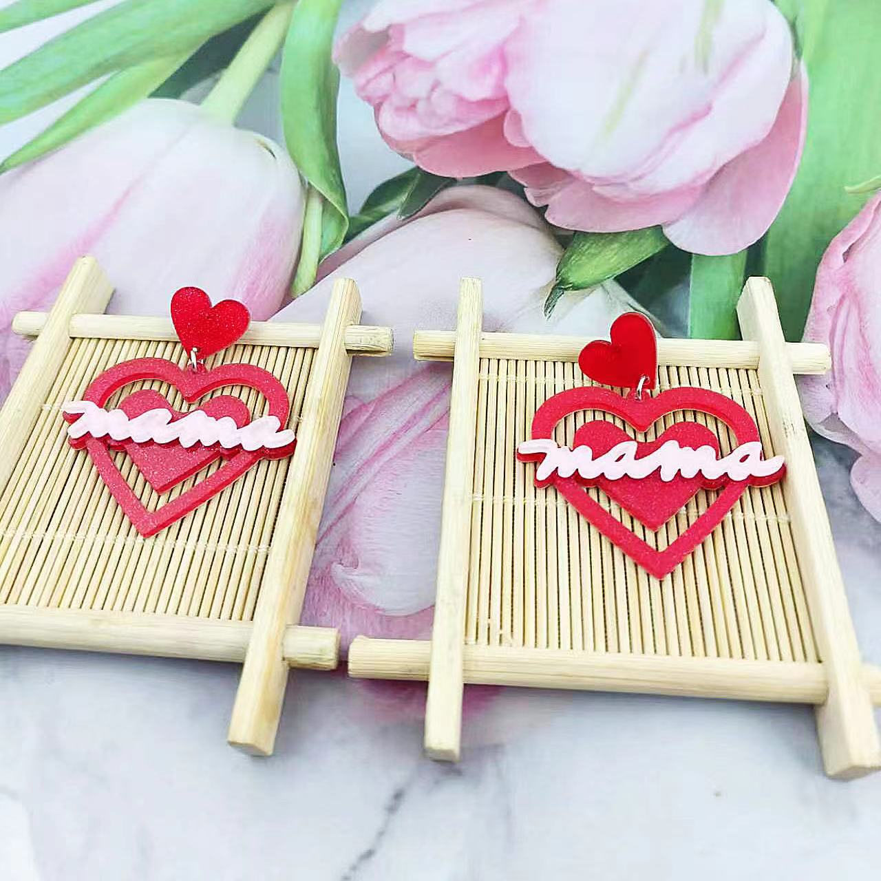 Wholesale  acrylic Mother's Day letter lovely earrings