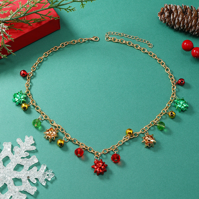 Wholesale Christmas Colorful Bell Necklace Cartoon Multi-color Flower Necklace ACC-NE-KaiQing005