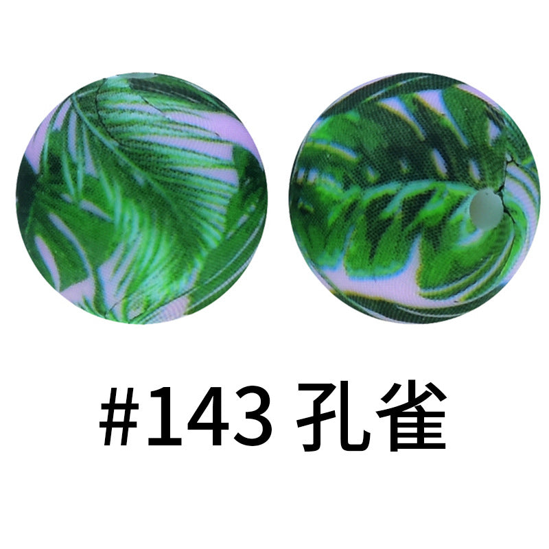 Wholesale 50pcs 15mm Western Style Leopard Skull Color Aztec Printed Silicone Balls Beads ACC-BDS-HeSheng006