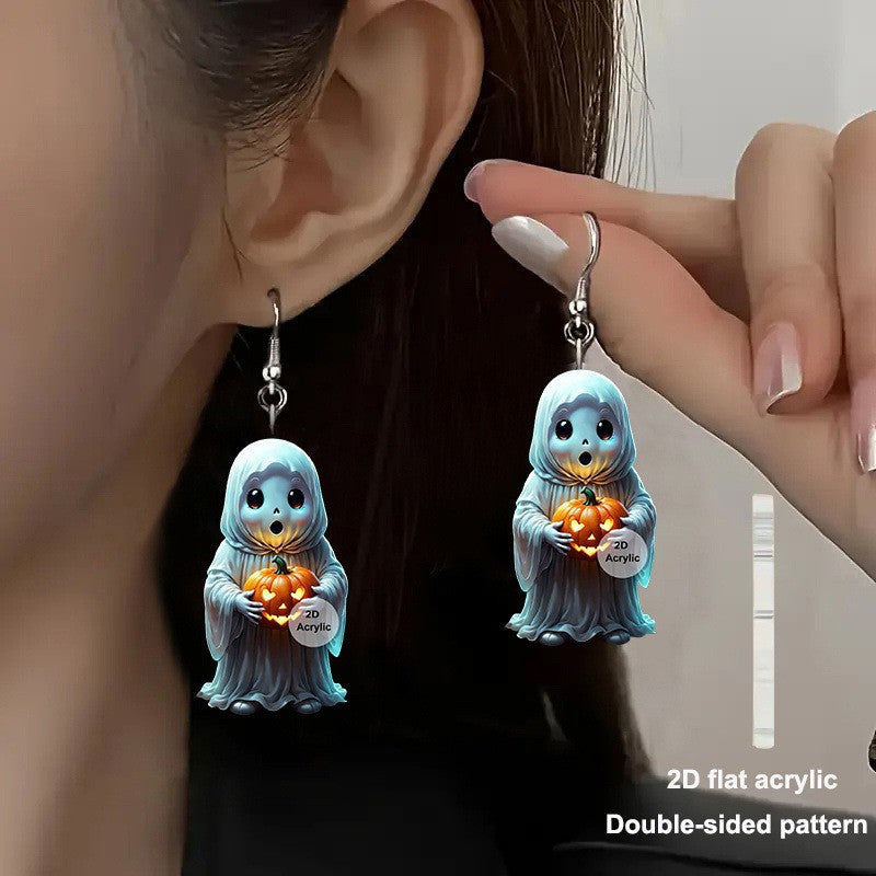 Wholesale  Pumpkin Ghost Pendant Acrylic Earrings