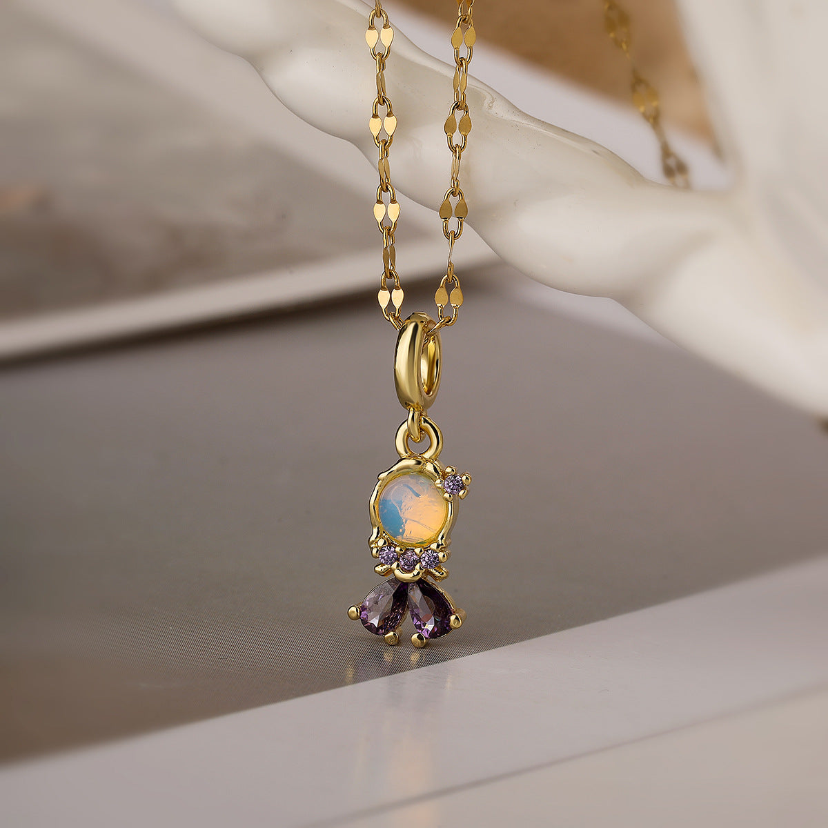 Wholesale Copper Plated True Gold Zircon Necklace ACC-NE-AG006