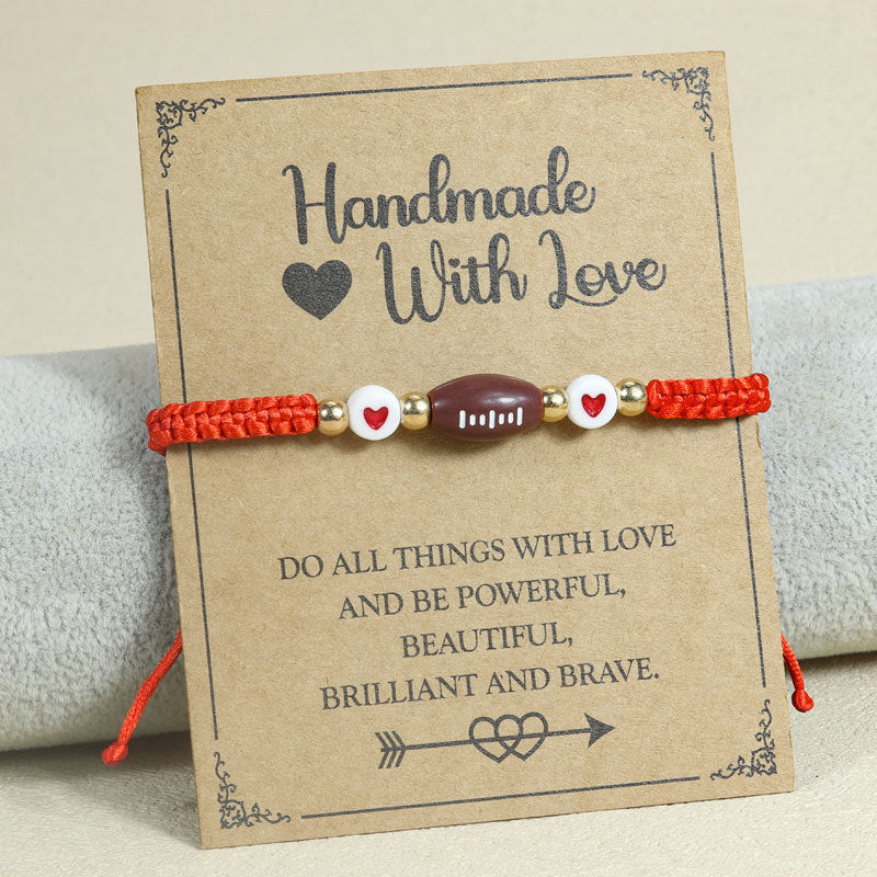 Wholesale Braided rope basketball heart bracelet