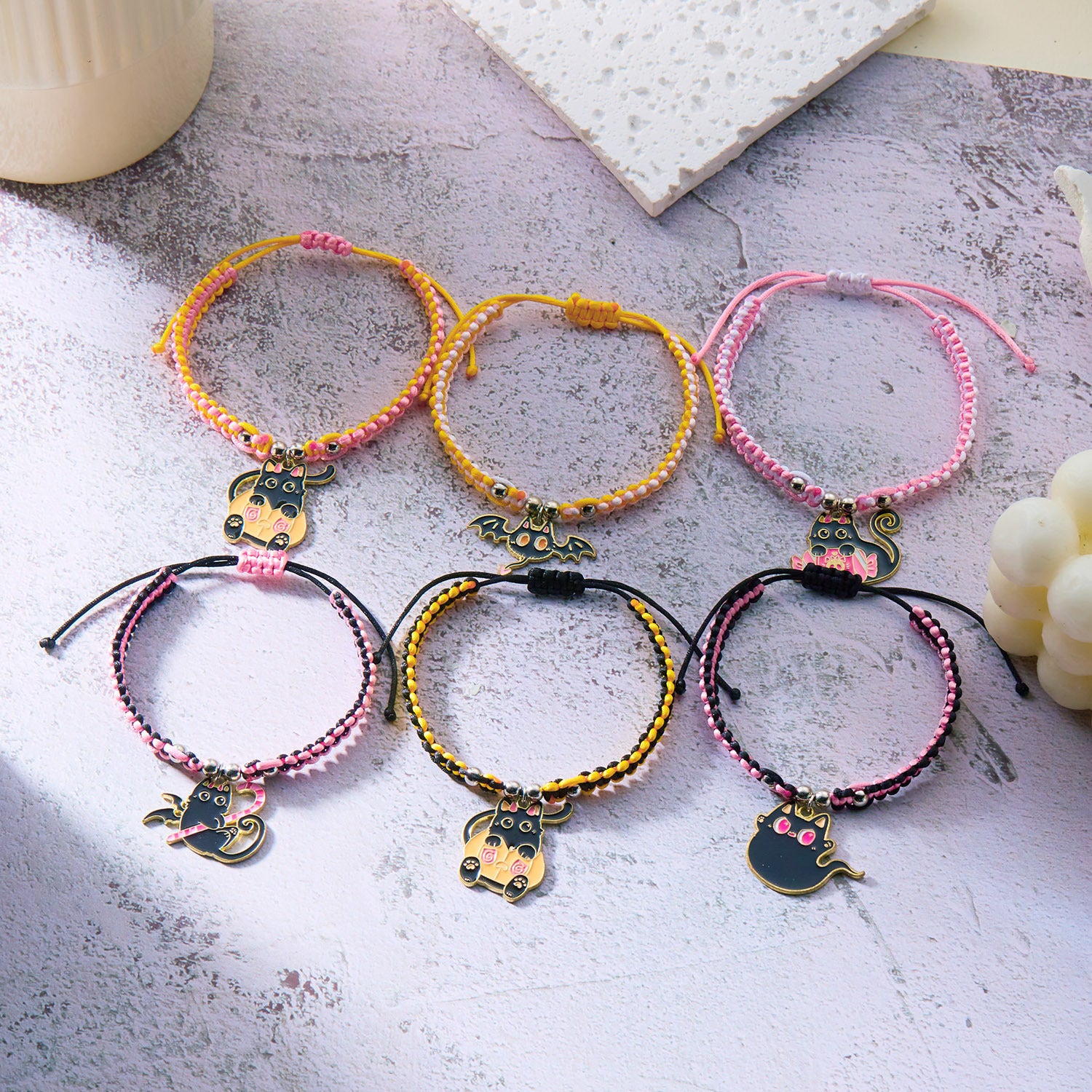 Wholesale  Halloween oil painting kitten woven bracelet