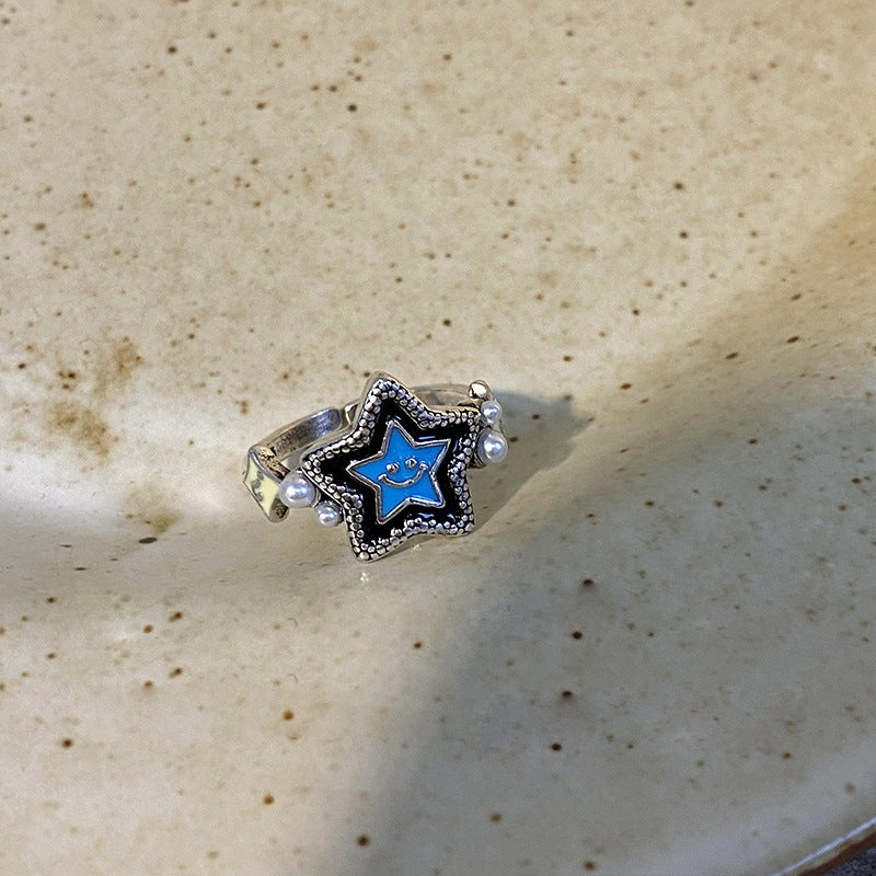 Wholesale Distressed Punk Star Ring Adjustable Open Ring Zinc Alloy Men Women Boutique Jewelry Accessory