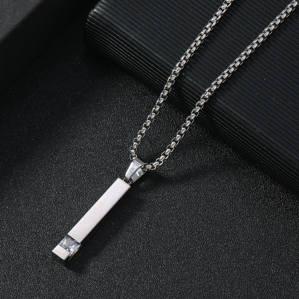 Wholesale Square Diamond Pendant Zircon Stainless Steel Necklaces ACC-NE-WangG002