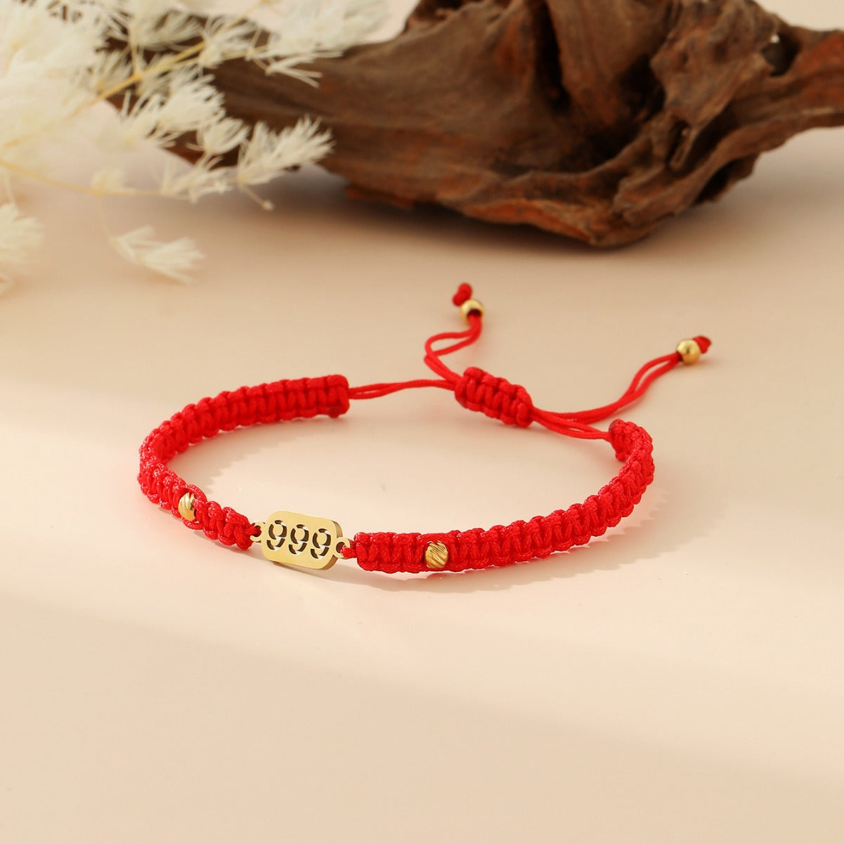 Wholesale hand-woven golden lucky number flat knot hand rope  bracelet