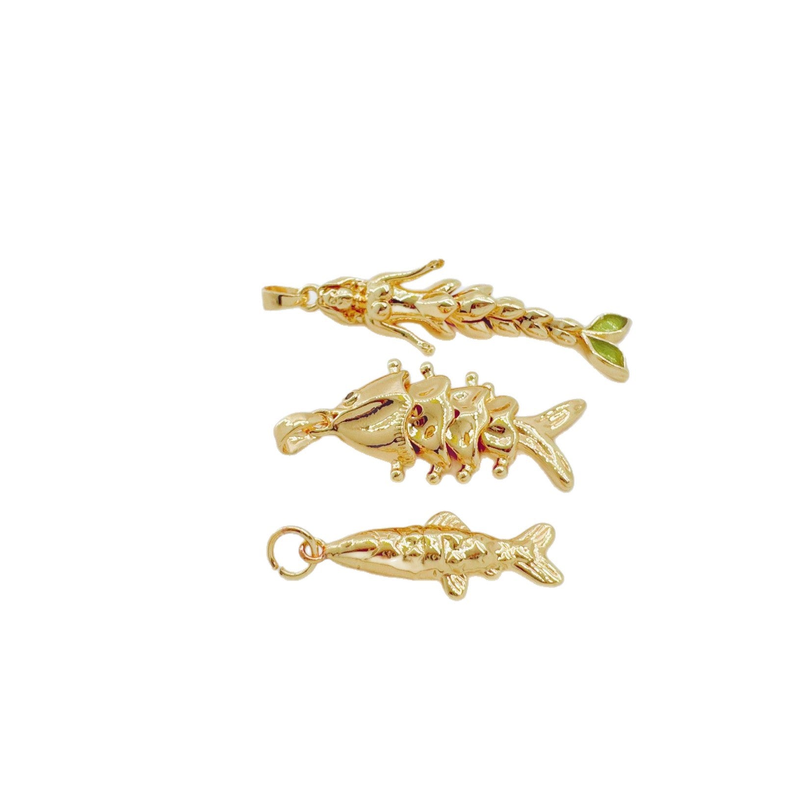 Wholesale Marine Mermaid Fish Bone Pendant Necklace,  Copper Layering Jewelry for Women