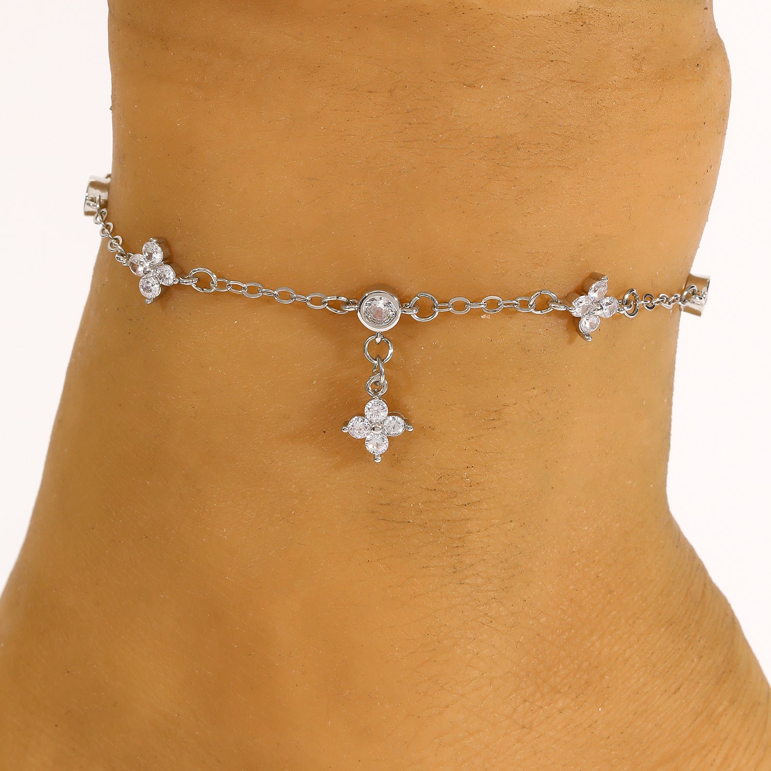 Wholesale Four Leaf Flower Anklet Stainless Steel Adjustable Women S Vacation Jewelry Accessory