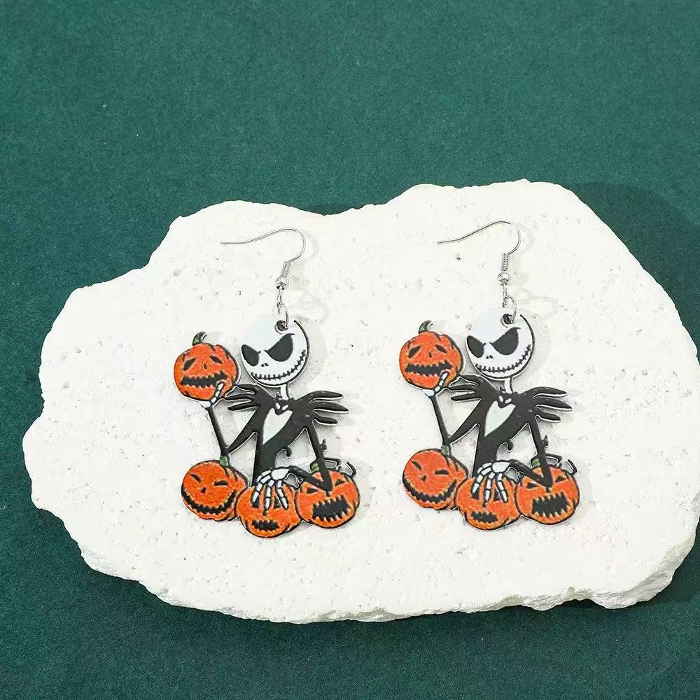 Wholesale Halloween earrings cute cat pumpkin acrylic earrings