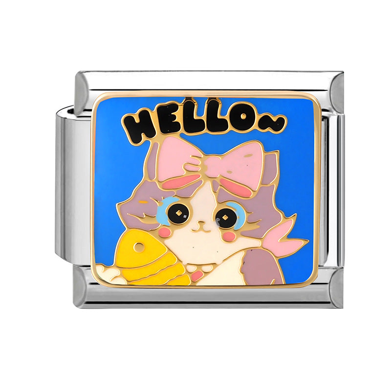 Wholesale 9mm Italian Charm Starter Bracelets DIY square Single Section Creative Stainless Steel Composable Bracelet