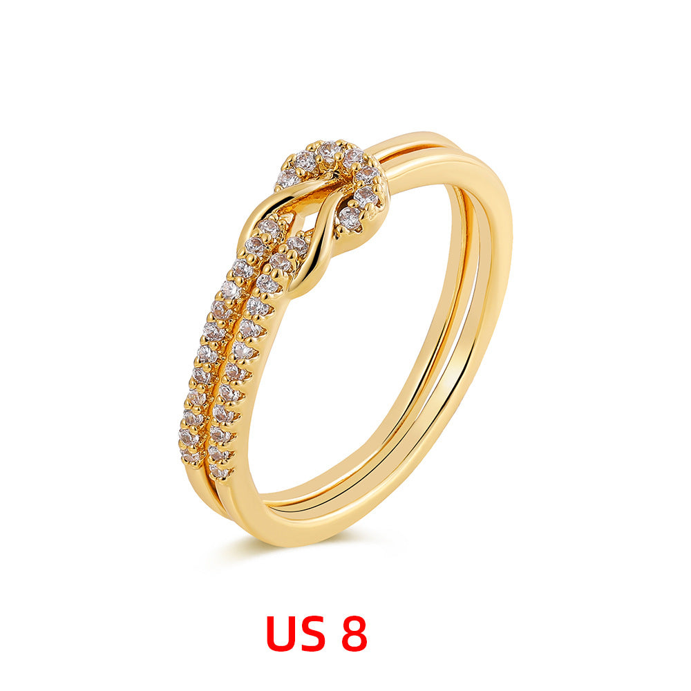 Wholesale  knot knot knot micro-inlaid zircon ring