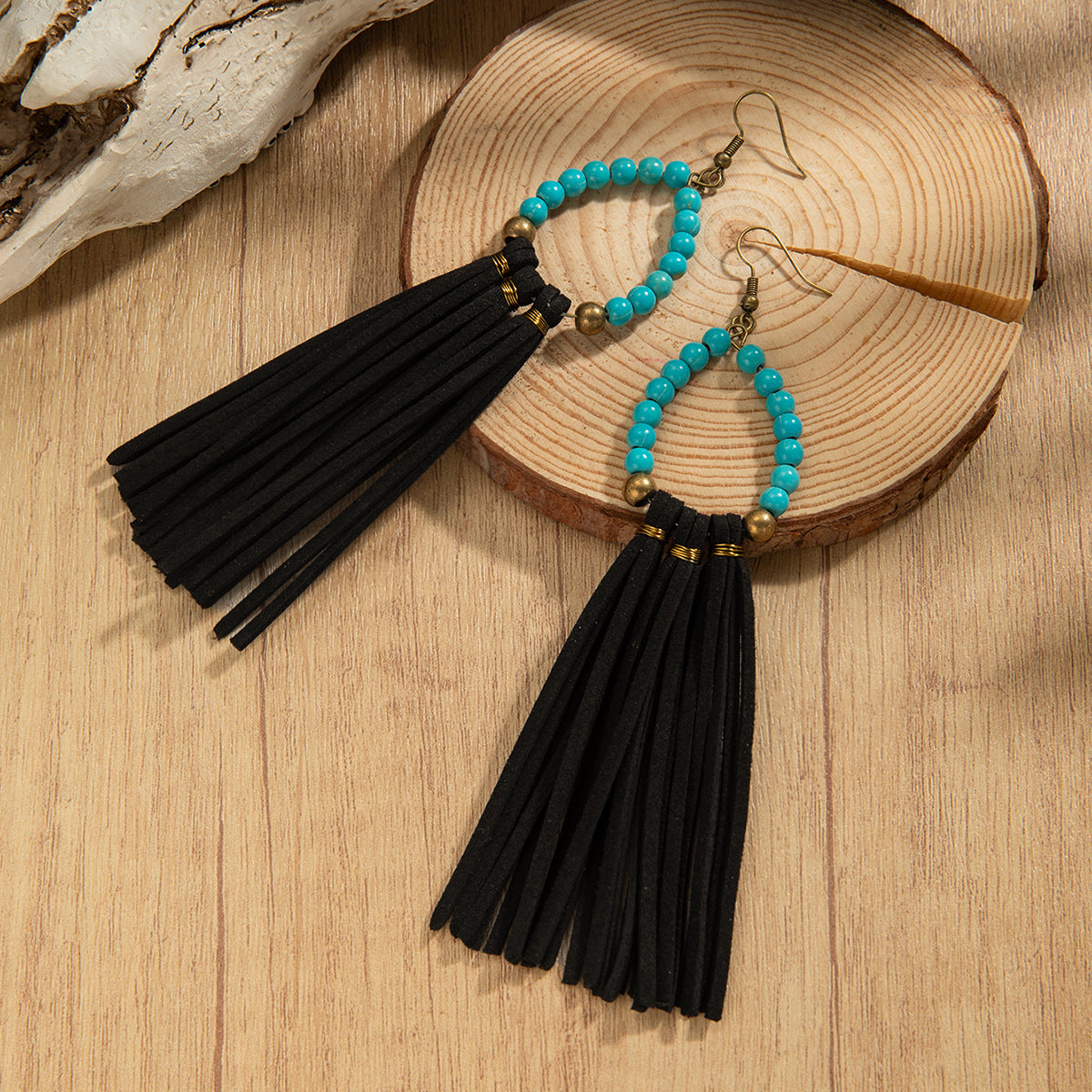 Wholesale Bohemian Turquoise Drop Tassel Earrings Jewelry Accessory