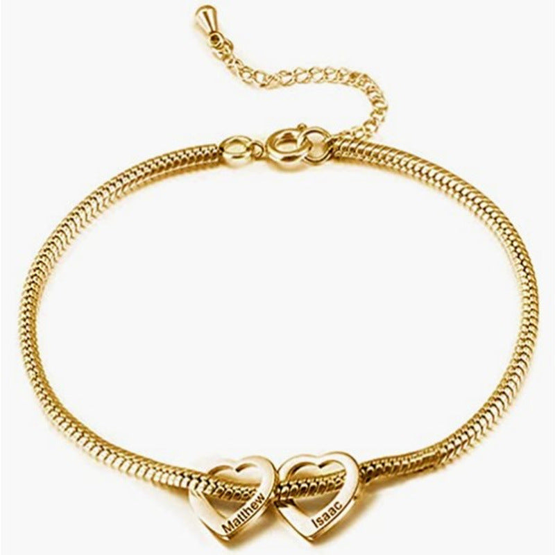 Wholesale  Adjustable Anklet Bracelet Stainless Steel Heart-Shaped