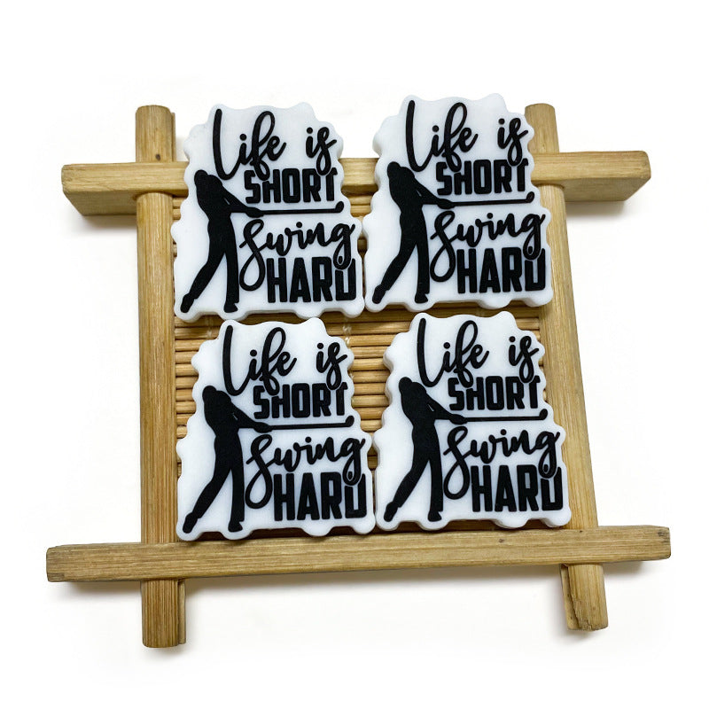 Wholesale 10pcs Cartoon Silicone Beads Golf Boy Image Focal Beads DIY Accessories ACC-BDS-WDX227