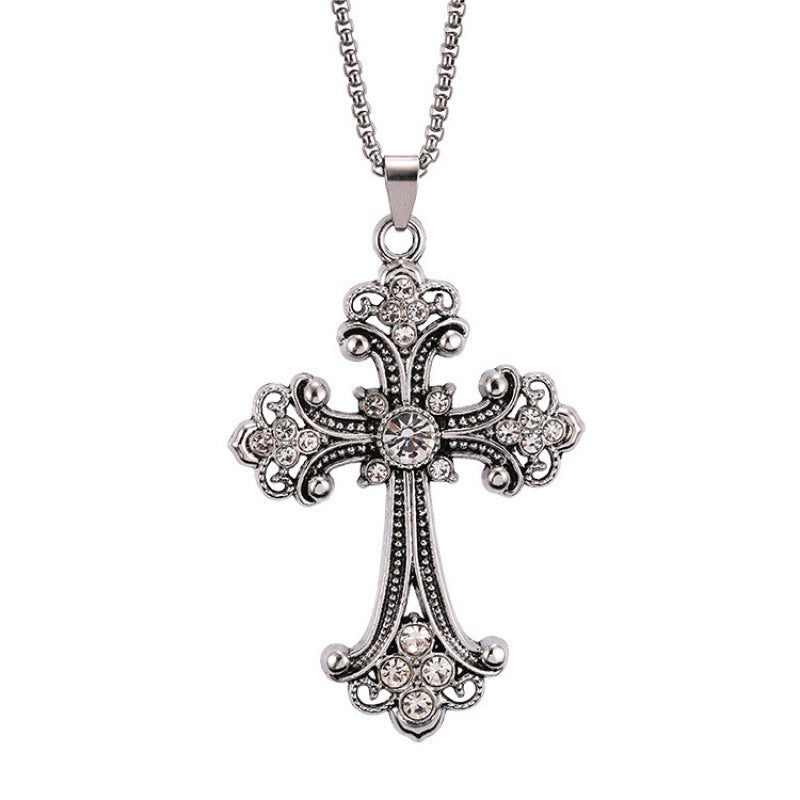 Wholesale Stylish Cross Pendant Necklace Titanium Steel Hip Hop Chain Jewelry Gift For Men Women
