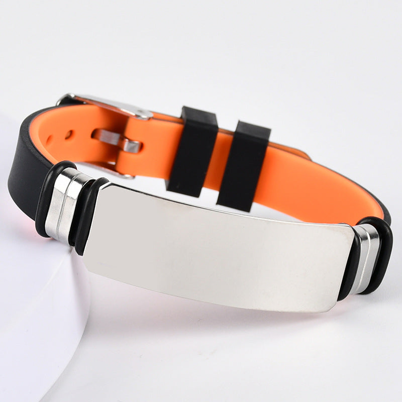 Wholesale  vintage silicone stainless steel men' s bracelet