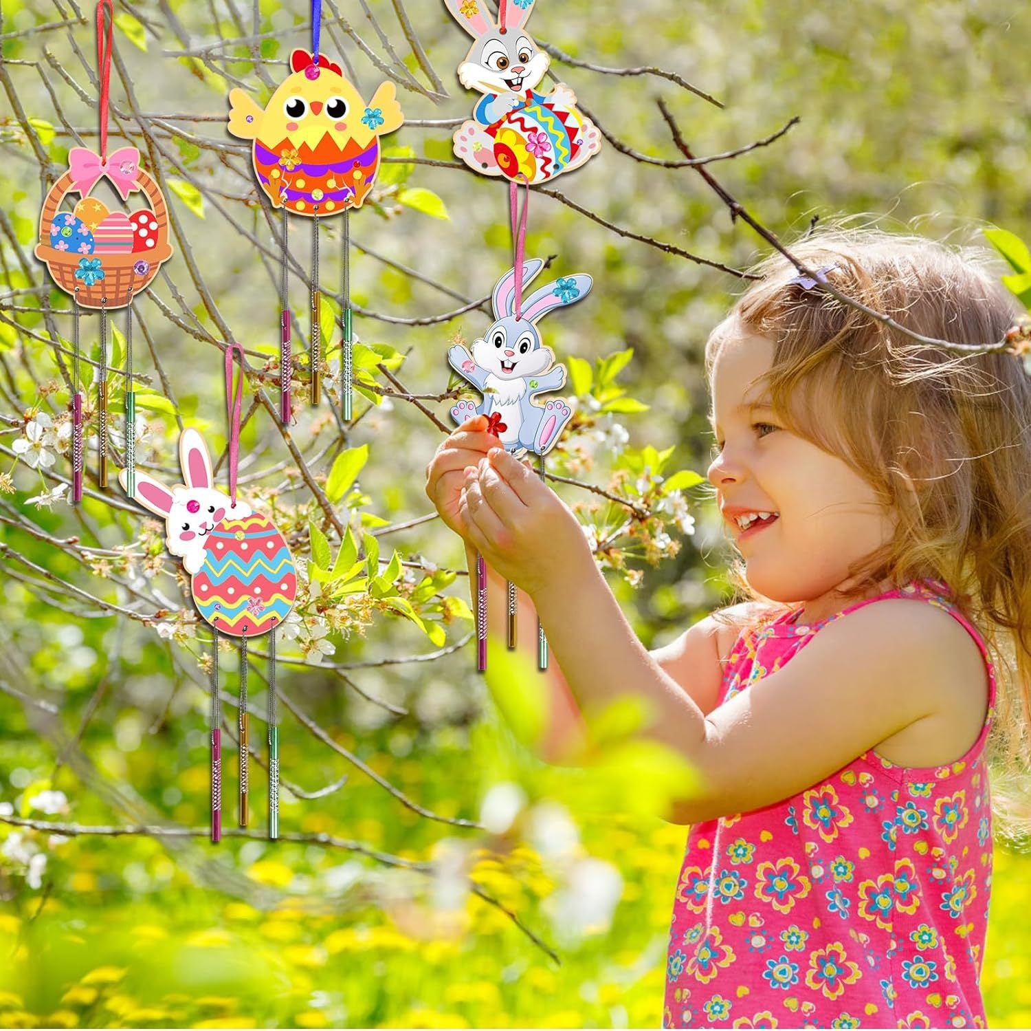 Wholesale Easter suit Wind Bell DIY Wooden Easter Set