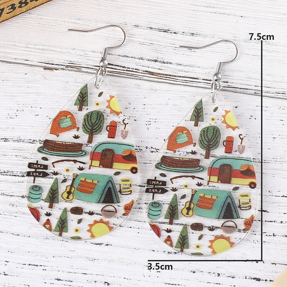 Wholesale Bonfire Party Transparent Acrylic Water Drop Earrings