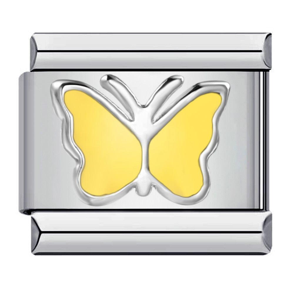 Wholesale  Italian modular stamped heart and butterfly DIY bracelet