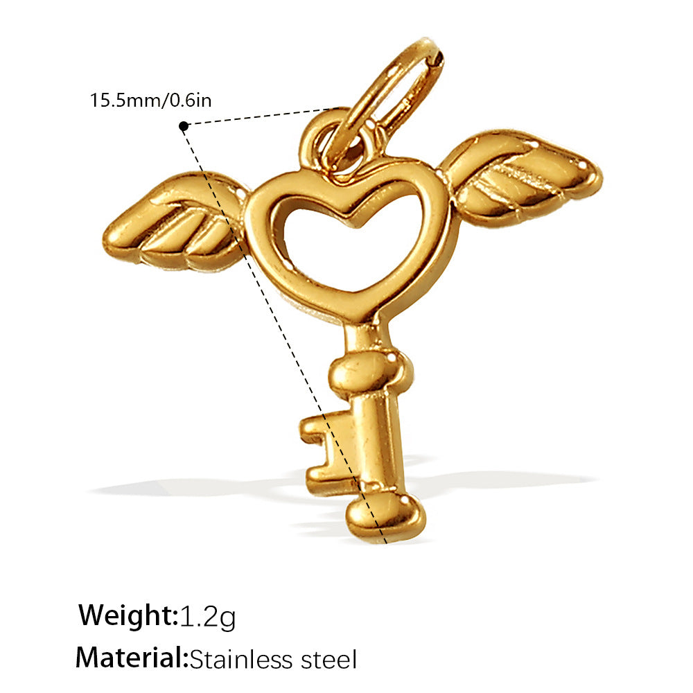 Wholesale Diamond-Encrusted Key Lock Stainless Steel Pendant Accessories