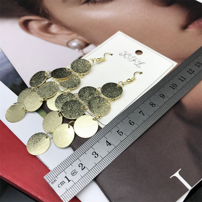 Wholesale Multi-layer Disc Metal Electroplated Exaggerated Earrings Statemente Earrings ACC-ES-FX034