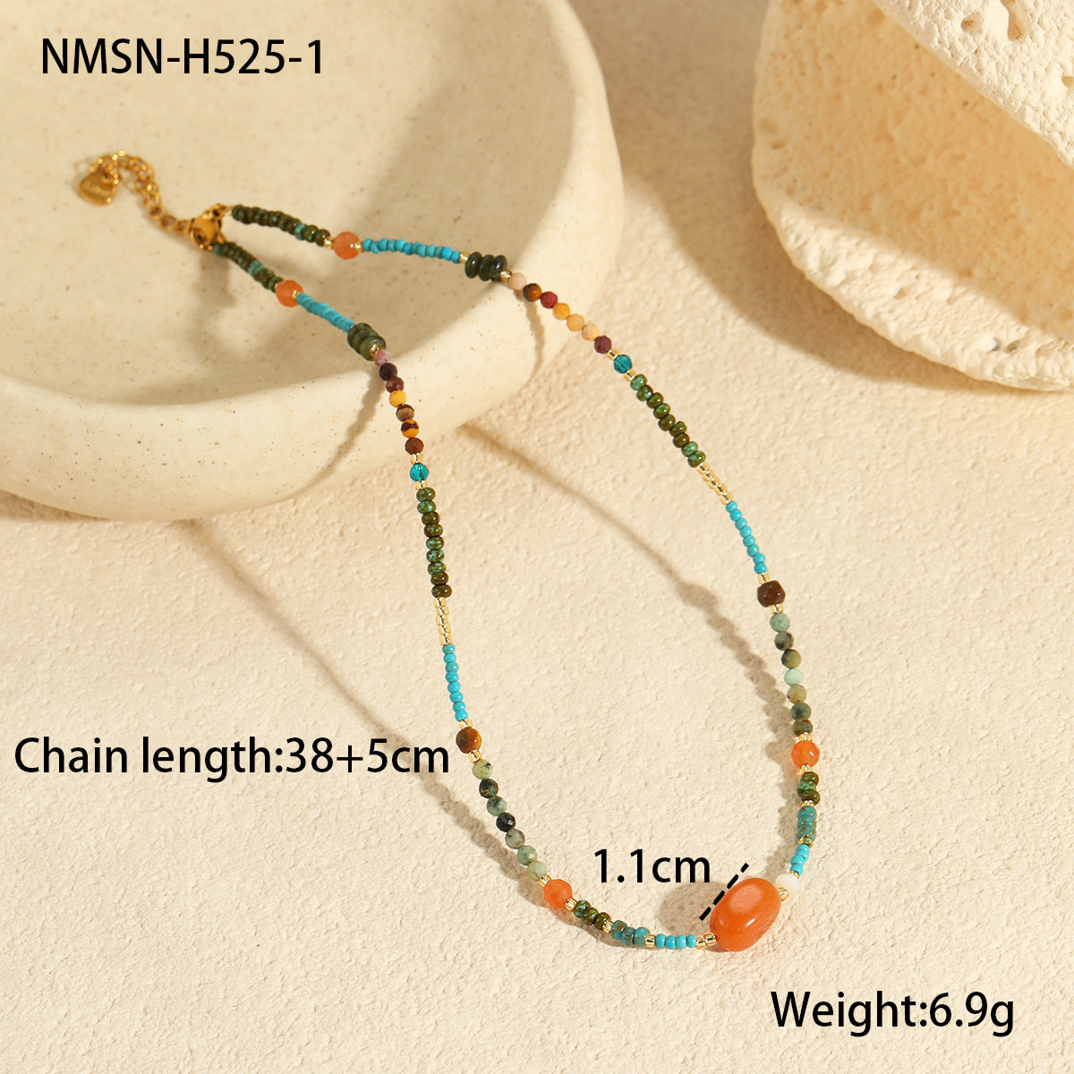 Wholesale  Light Luxury  Natural Stone Necklace Stainless Steel Clavicle Chain