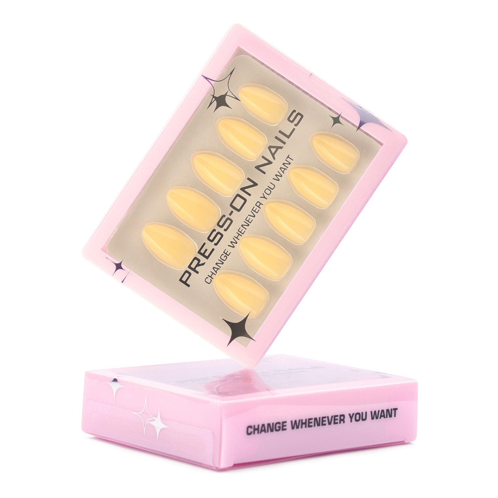 Wholesale 30 Pieces/box Solid Yellow Nails Kits Nail Stickers