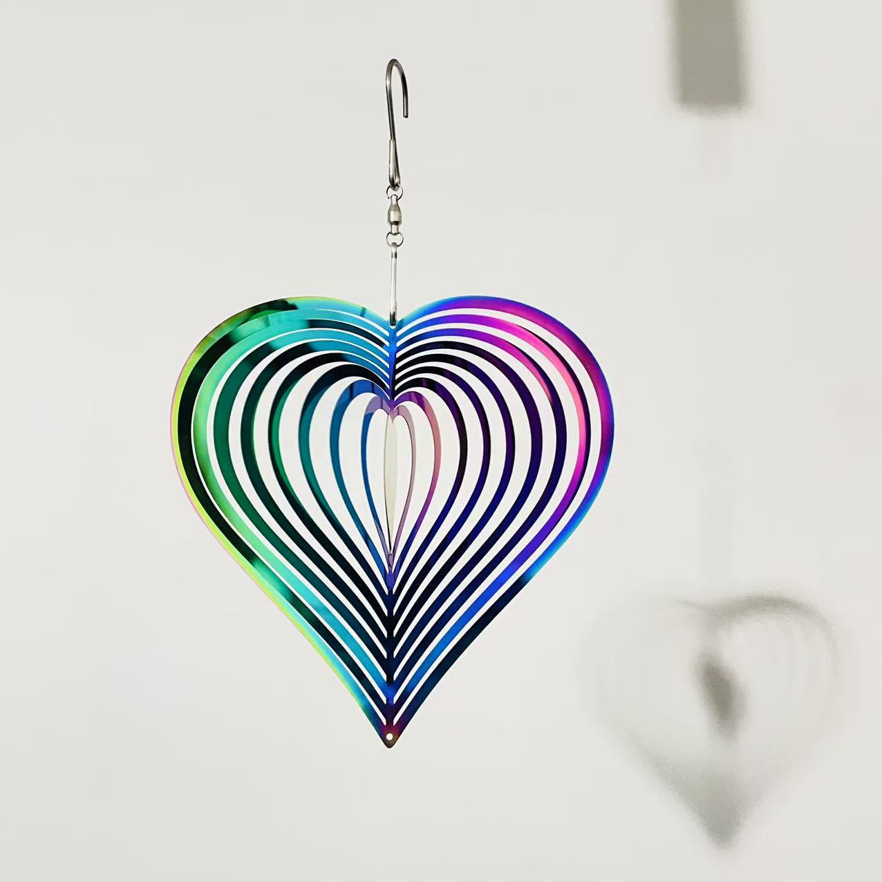Wholesale Stainless Steel Heart-Shaped Rotating Wind Chime