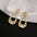 Wholesale Silver Needle Pleated Gold Earrings