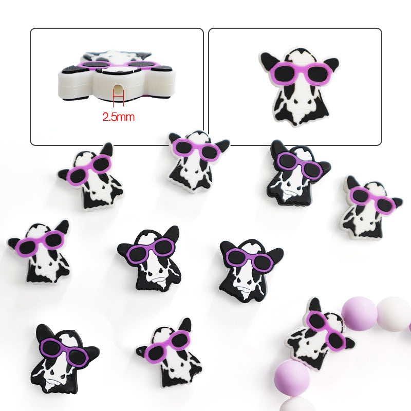 Wholesale 10pcs Cow Silicone Beads Focal Beads DIY Beading Accessories ACC-BDS-JIaHao010