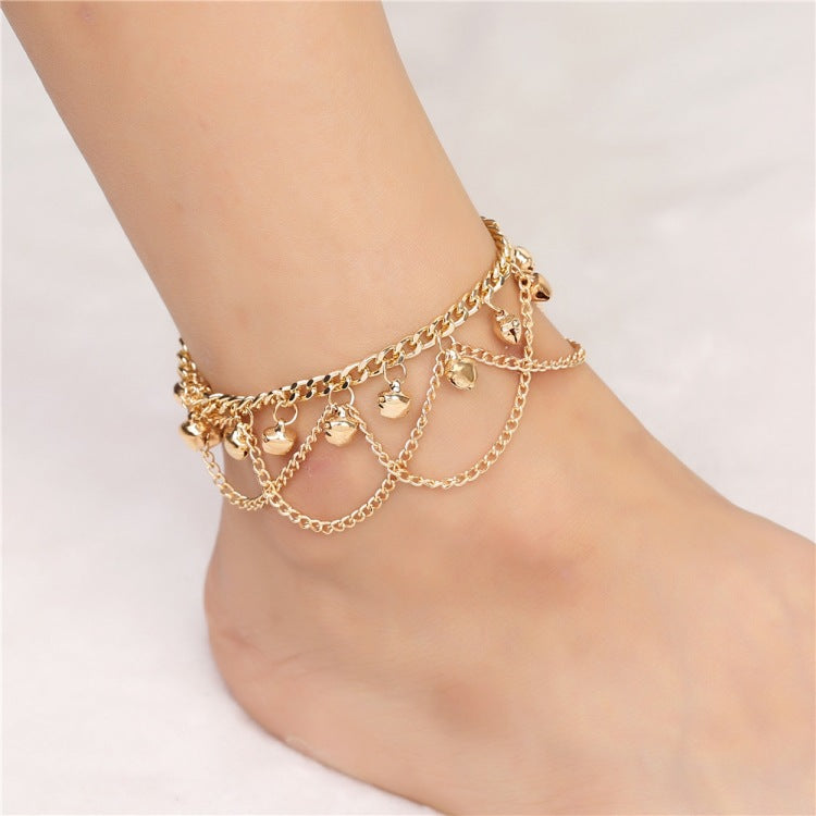 Wholesale Bohemian style tassel bell anklet  beach foot jewelry anklet