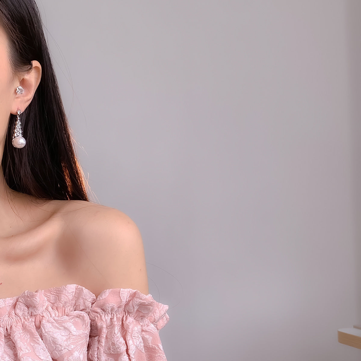 Wholesale Zircon Tassel Pearl Earrings